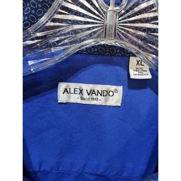 Alex Vando Mens XL Button-Down Dress Shirt Blue 97% Cotton 3% Spandex - Picture 4 of 5